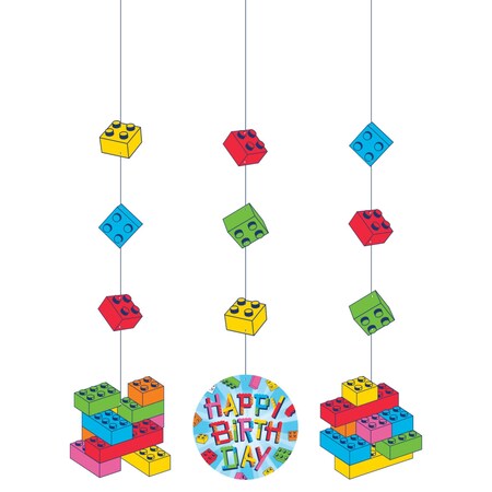 Creative Converting Block Bash Happy Birthday Toy Blocks Hanging Decorations, 36PK 372700